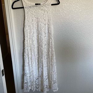 White/cream floral lace midi dress
